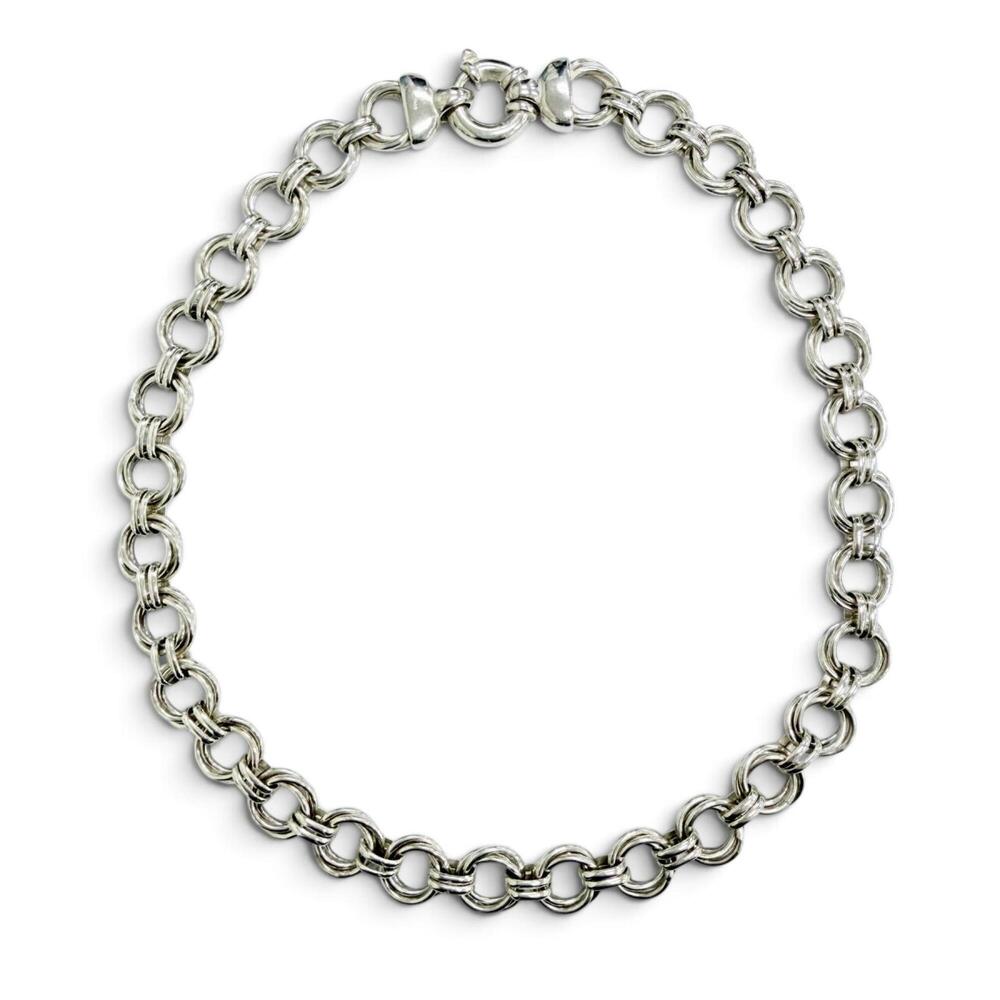 TIFFANY&Co. Tiffany Vintage Triple Round Link Necklace, 925 Sterling Silver W...